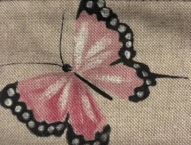 Sac banane beige thème papillon