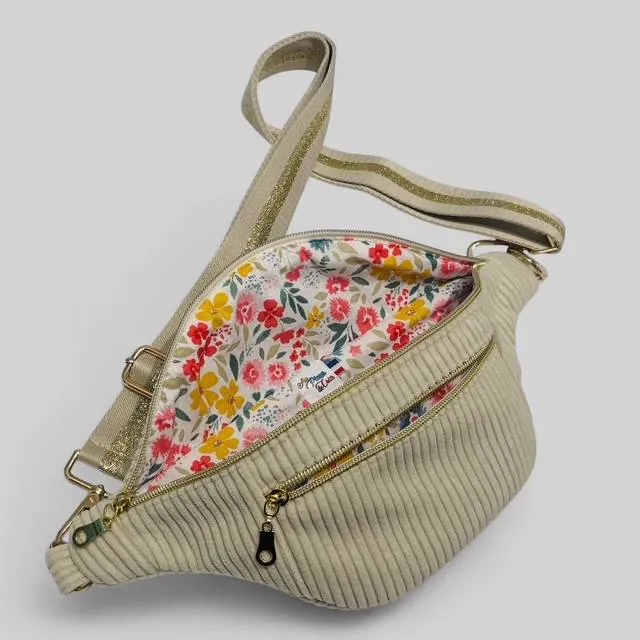 Sac banane blanc perlé